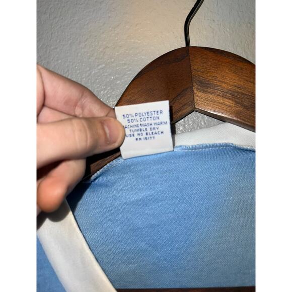 80s Women's Le Riche Blue White Shirt Top Blank VTG Women Medium - Picture 7 of 10